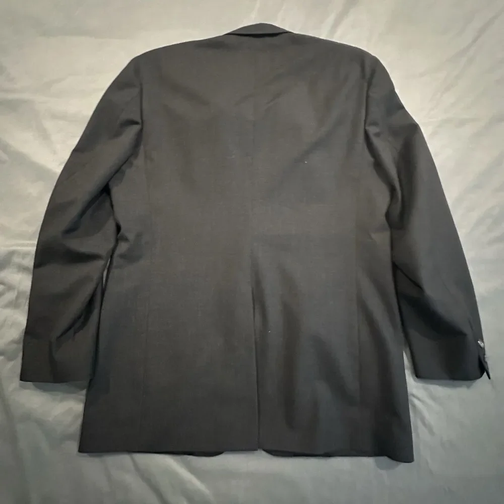 Brooks Brothers Blazer Mens 44 100% Pure Wool Two Button Jacket Charcoal Grey